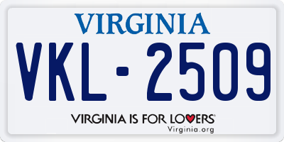 VA license plate VKL2509
