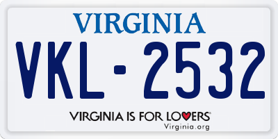 VA license plate VKL2532