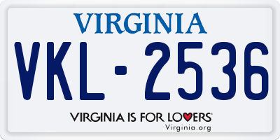 VA license plate VKL2536