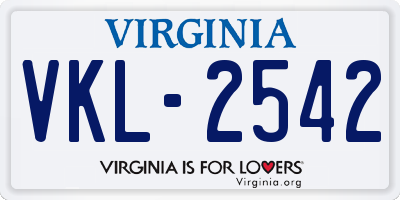 VA license plate VKL2542