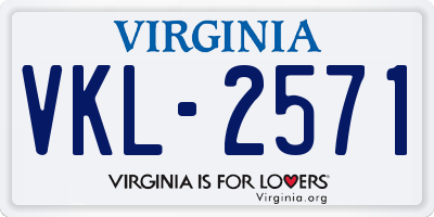 VA license plate VKL2571