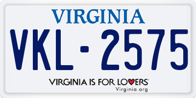 VA license plate VKL2575