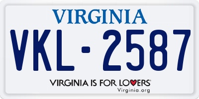 VA license plate VKL2587