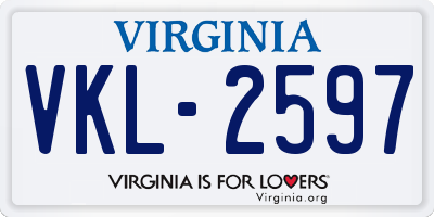 VA license plate VKL2597