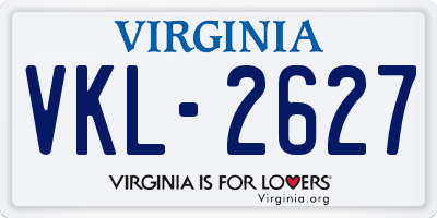 VA license plate VKL2627