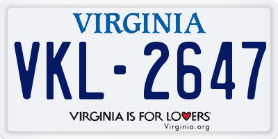 VA license plate VKL2647