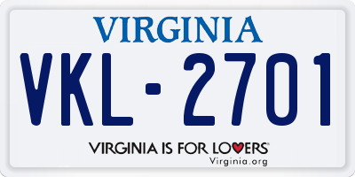 VA license plate VKL2701