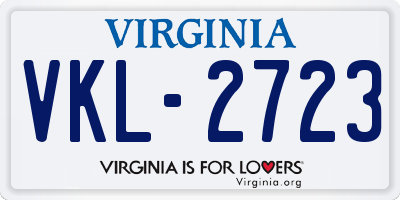 VA license plate VKL2723