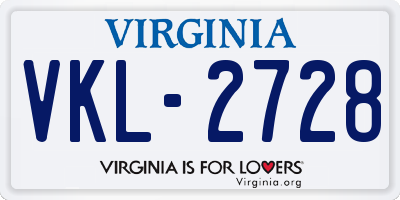 VA license plate VKL2728