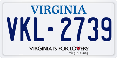 VA license plate VKL2739