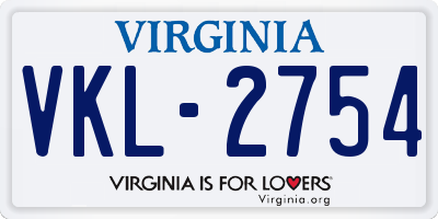 VA license plate VKL2754