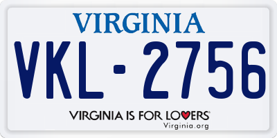 VA license plate VKL2756