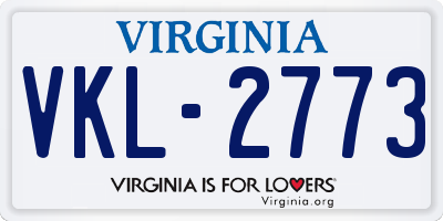 VA license plate VKL2773