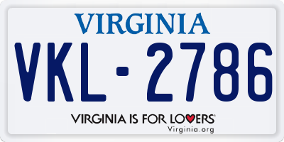 VA license plate VKL2786