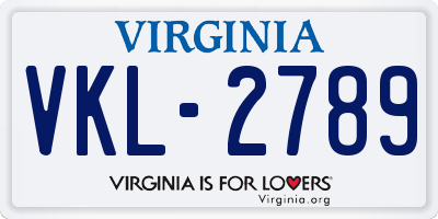 VA license plate VKL2789