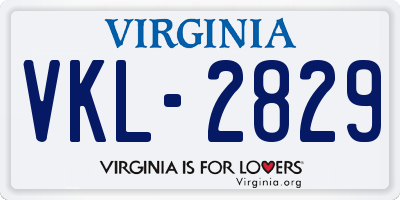 VA license plate VKL2829