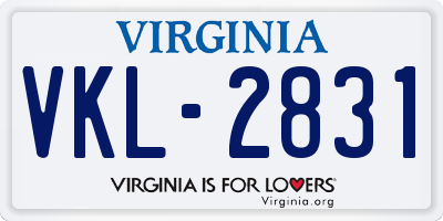 VA license plate VKL2831
