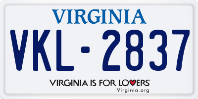 VA license plate VKL2837