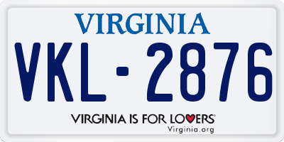 VA license plate VKL2876
