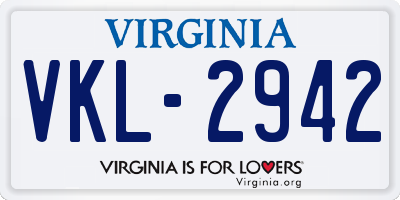 VA license plate VKL2942