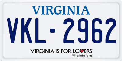 VA license plate VKL2962