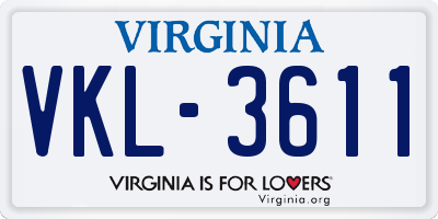 VA license plate VKL3611