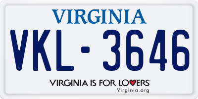 VA license plate VKL3646