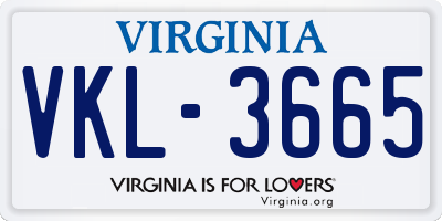 VA license plate VKL3665