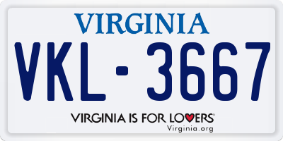 VA license plate VKL3667