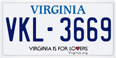 VA license plate VKL3669