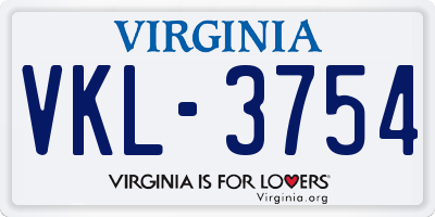 VA license plate VKL3754