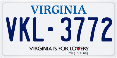 VA license plate VKL3772