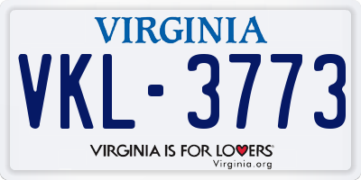 VA license plate VKL3773