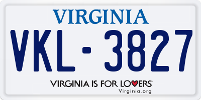 VA license plate VKL3827