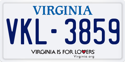 VA license plate VKL3859