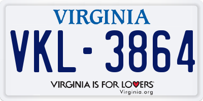 VA license plate VKL3864