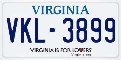 VA license plate VKL3899