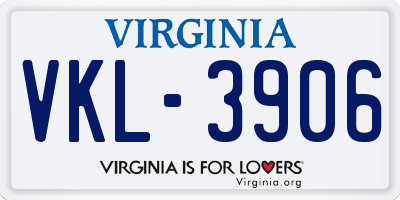 VA license plate VKL3906