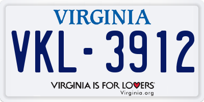 VA license plate VKL3912