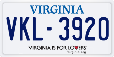 VA license plate VKL3920