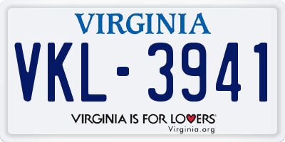 VA license plate VKL3941