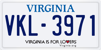 VA license plate VKL3971