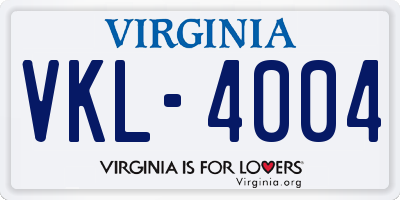 VA license plate VKL4004
