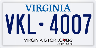 VA license plate VKL4007