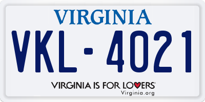 VA license plate VKL4021