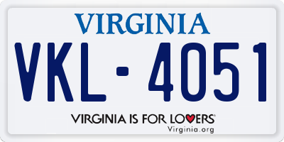 VA license plate VKL4051