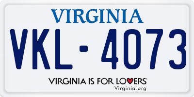 VA license plate VKL4073