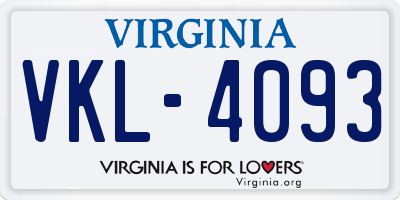 VA license plate VKL4093