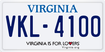 VA license plate VKL4100