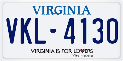 VA license plate VKL4130